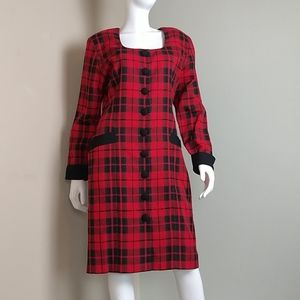 Red Plaid Express Button Up Dress